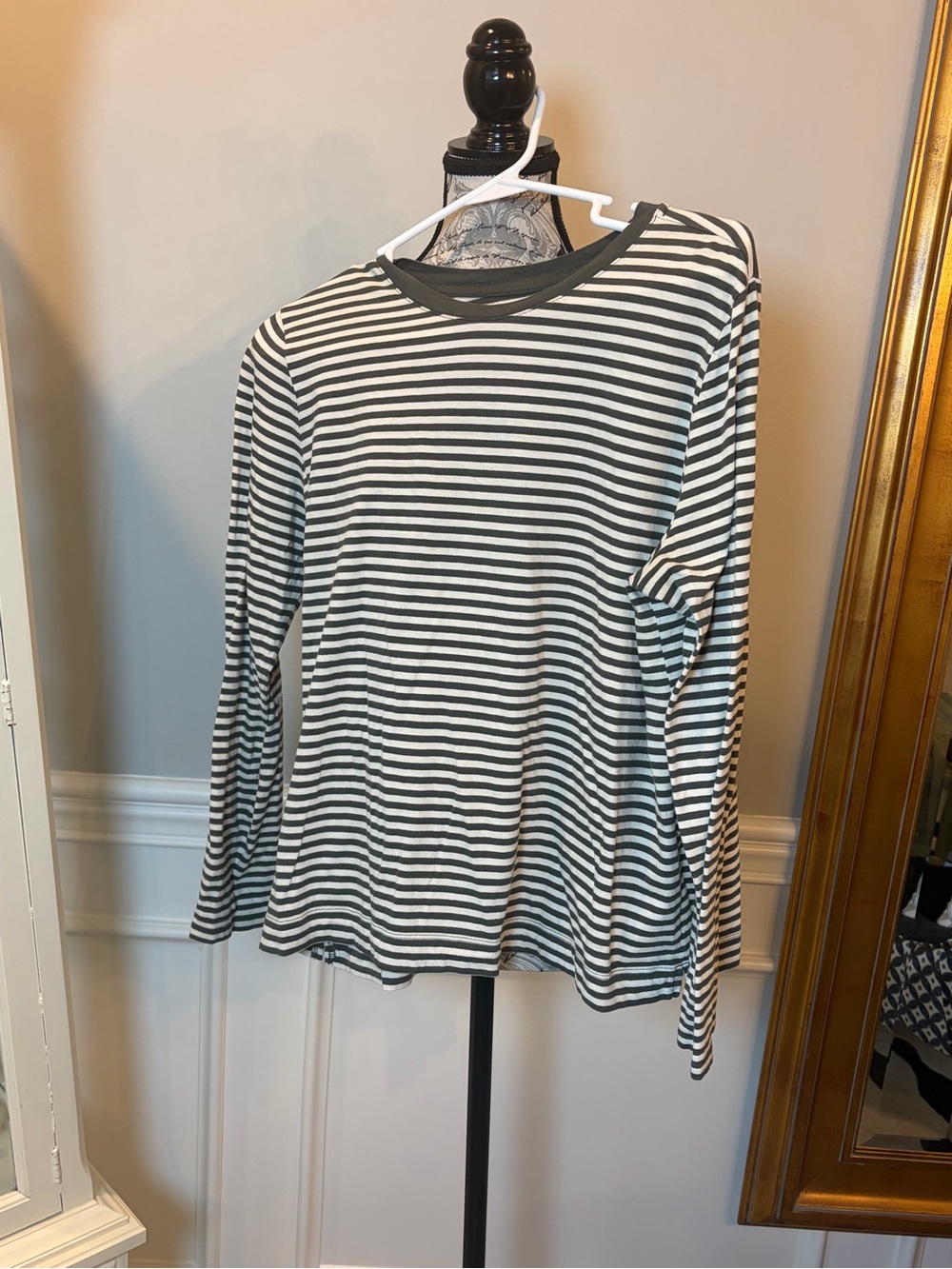 LOFT Green & White Striped Long-Sleeve Tee - Picture 3 of 5